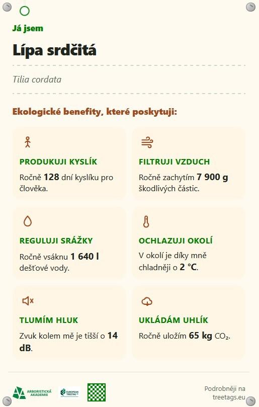 Vzorový TreeTag (Zdroj: arboristika.cz)