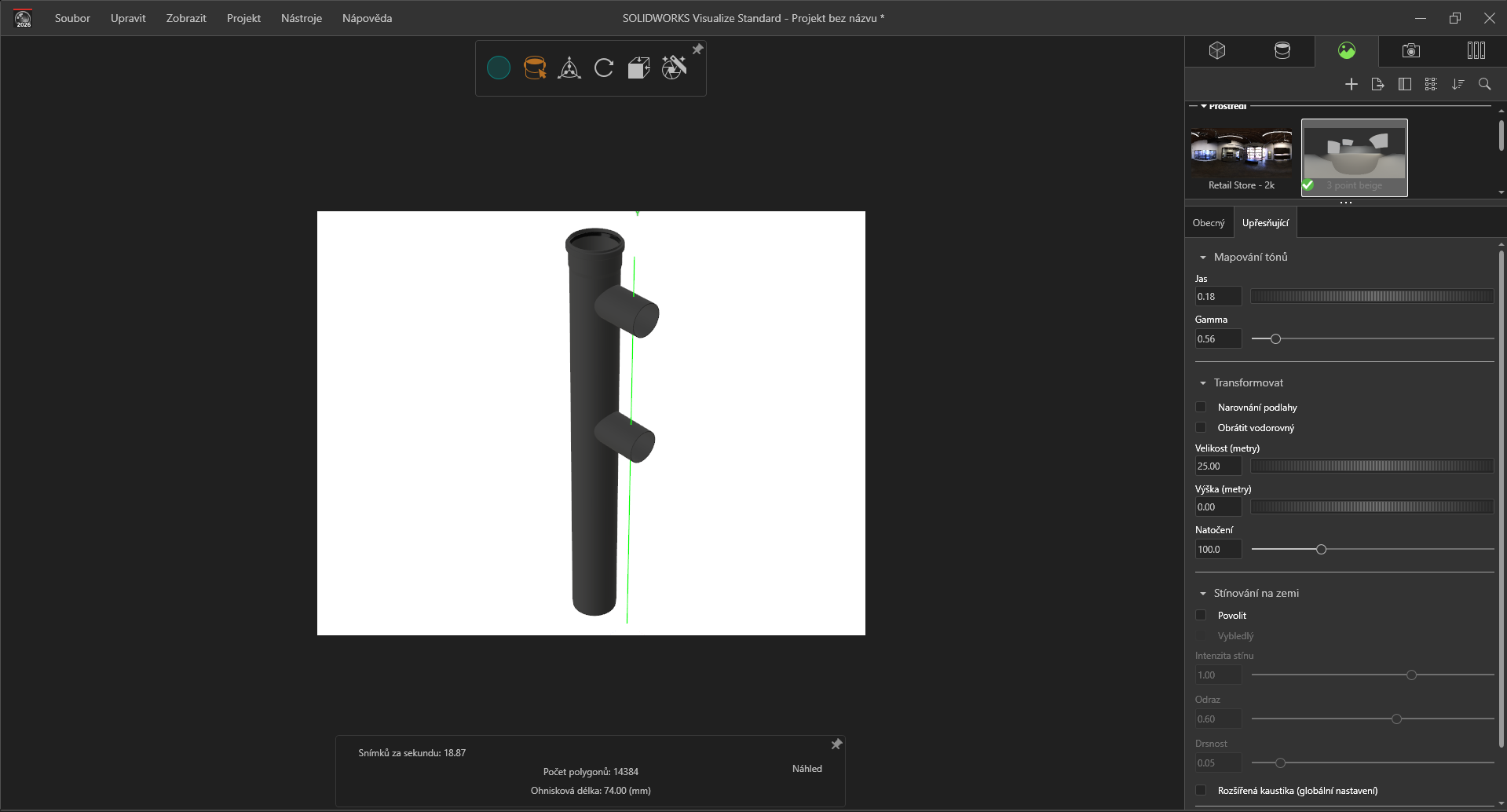 Příprava renderu v Solidworks Visualize (Zdroj: ALMEVA EAST EUROPE)