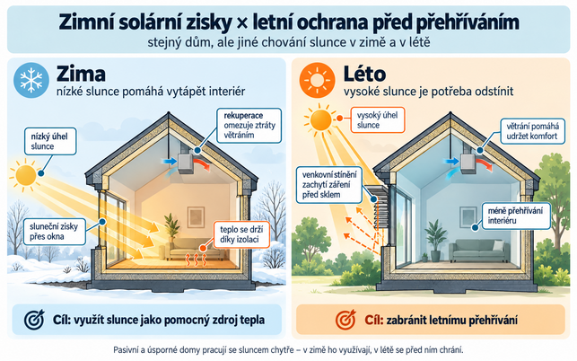 Úsporný dům by měl hospodárně fungovat v létě i v zimě