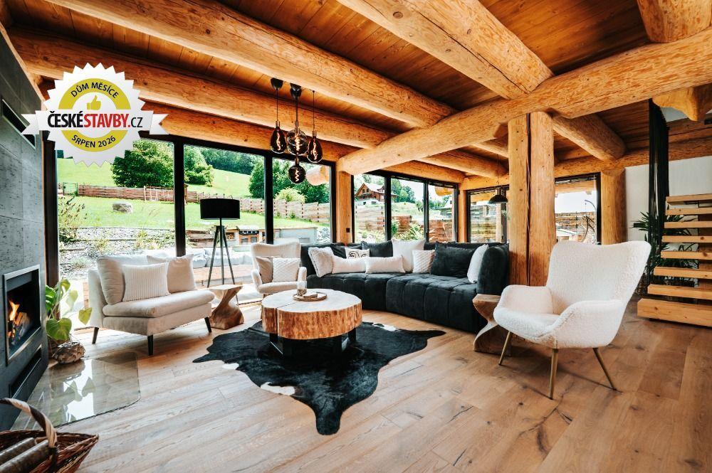 Dřevostavba Post and Beam - Meltoni, interiér; Dům měsíce srpna 2026 (Zdroj: Sruby Urban)