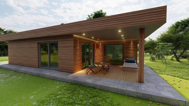 Vizualizace malého dřevěného domku (Zdroj: JN Design)